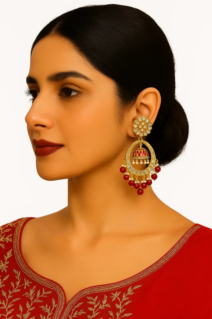 Handcrafted 24k Gold Plated Chandbali Jhumka Earrings