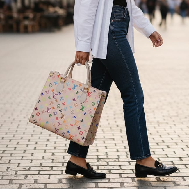 Luxury Multicolor Print Large Tote Bag for Women