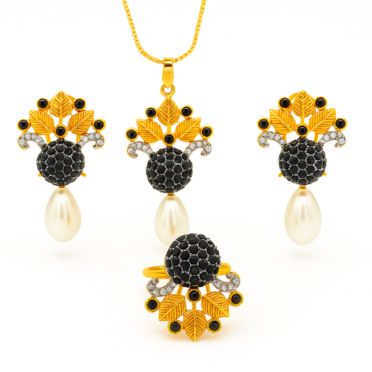 Gold Plated Pearl Jewelry Set for Women – Multi Colors