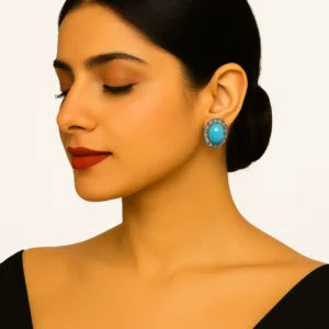 Handcrafted 24k Gold Plated Oval Stud Earrings