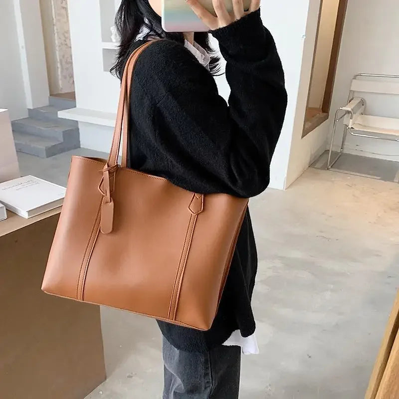 Large Capacity PU Tote Bag for Women – Everyday Shoulder Bag
