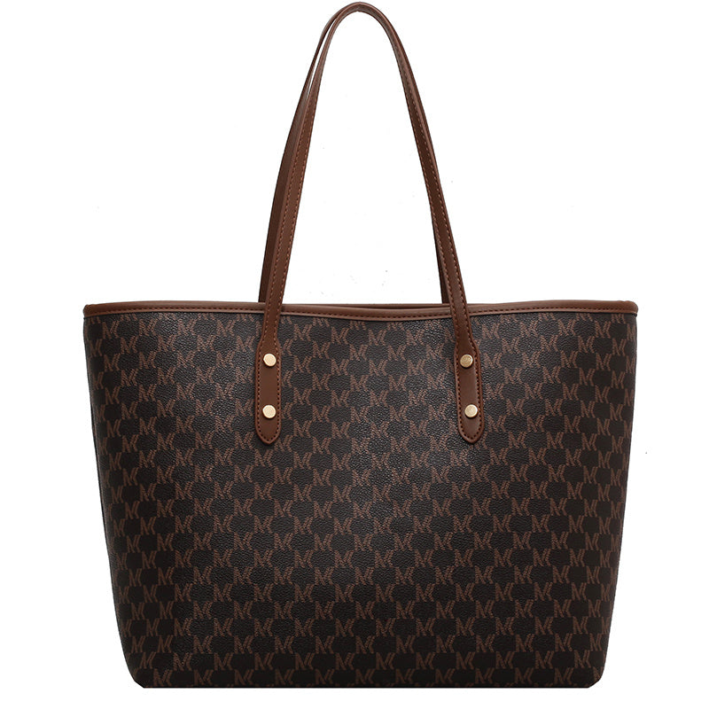 Monogram Print Large Tote Bag for Women – Stylish Daily Bag