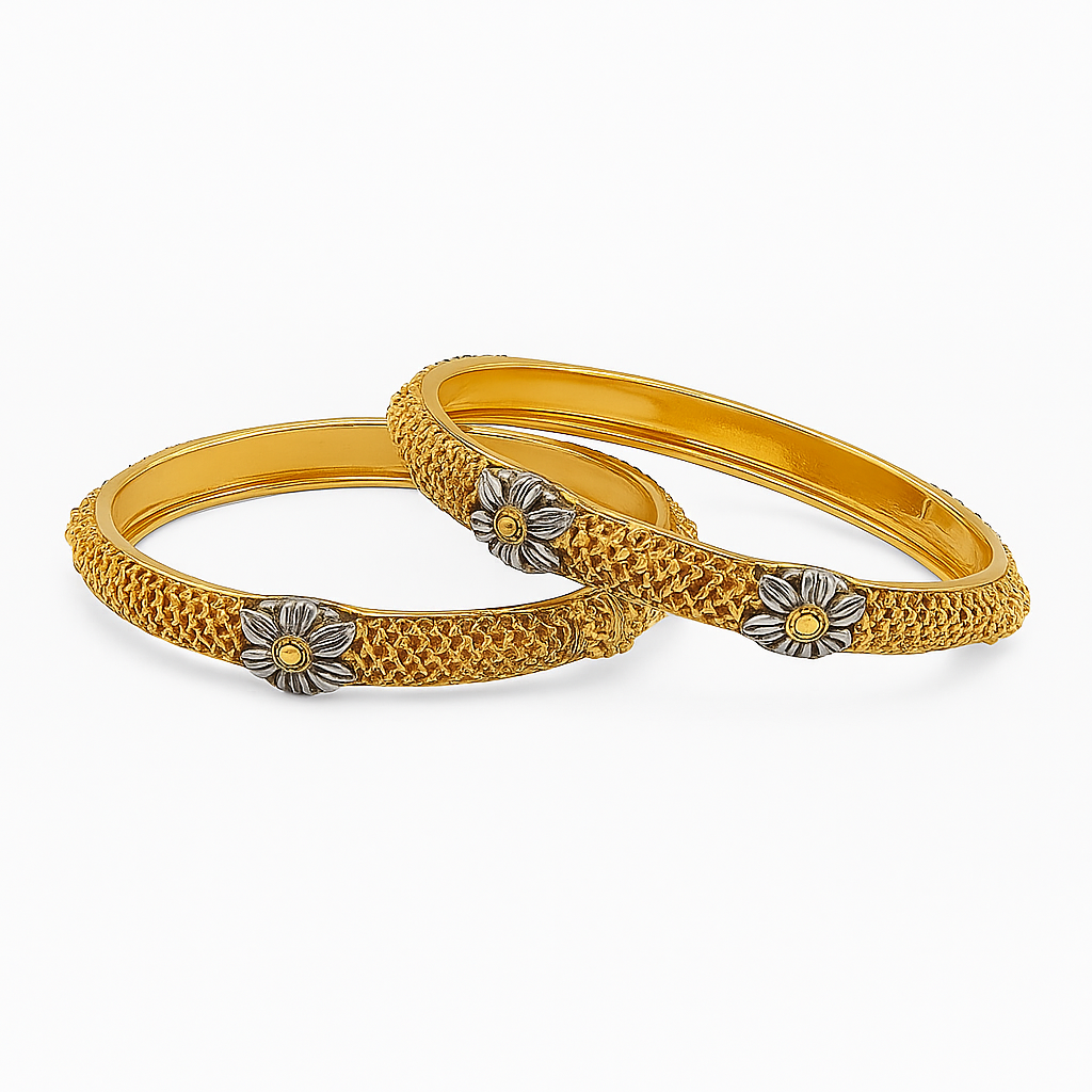Gold Plated Floral Bangles for Women – Pair