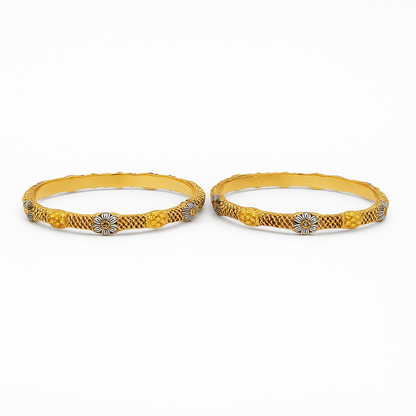 Gold Plated Floral Bangles for Women – Pair