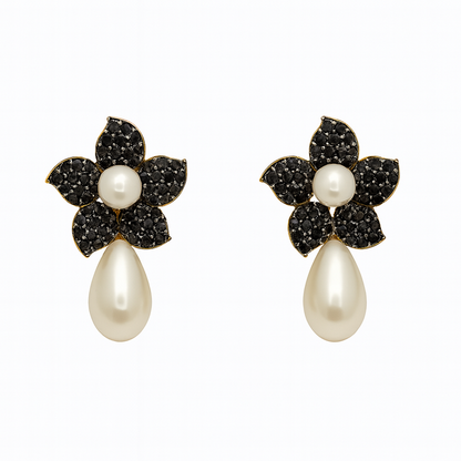Elegant Floral Pearl Drop Earrings for Women