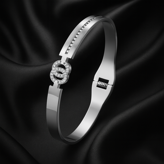 Silver-Tone Designer-Inspired CZ Bracelet for Women