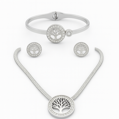 Elegant Tree of Life Silver Jewelry Set for Women