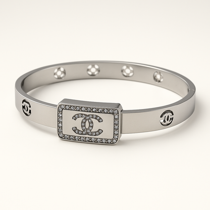 Luxury Silver Designer-Inspired CZ Bangle