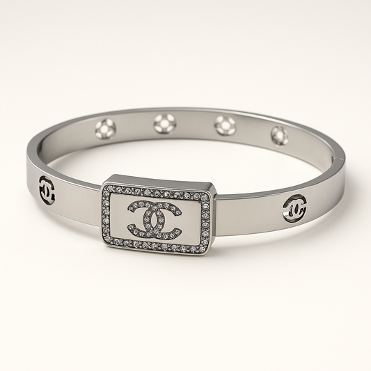 Luxury Silver Designer-Inspired CZ Bangle