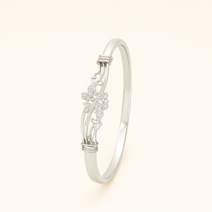 Silver Floral Designer Bangle for Women