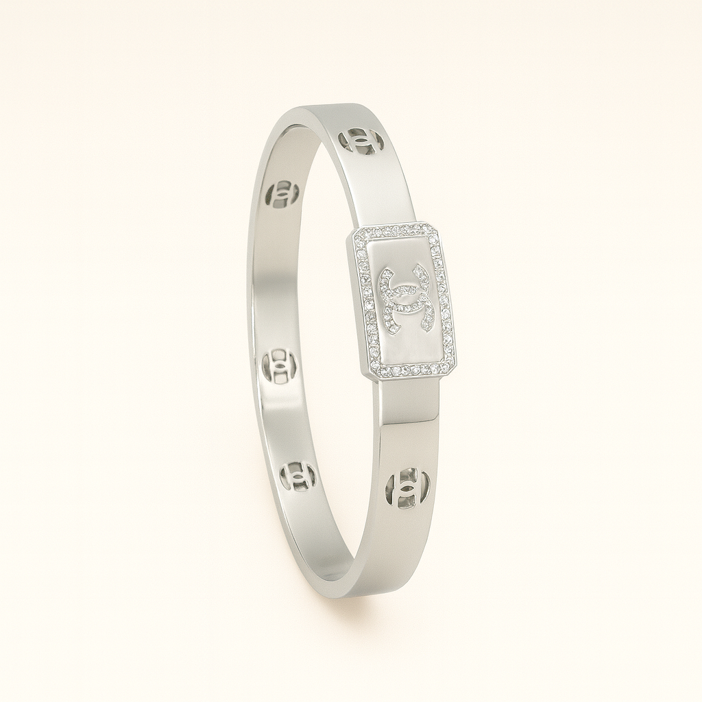 Luxury Silver Designer-Inspired CZ Bangle