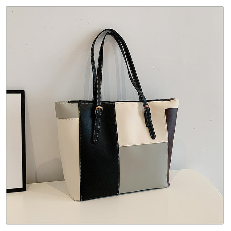 Tri-Color Large Tote Bag for Women – Trendy Daily Style Ah-028