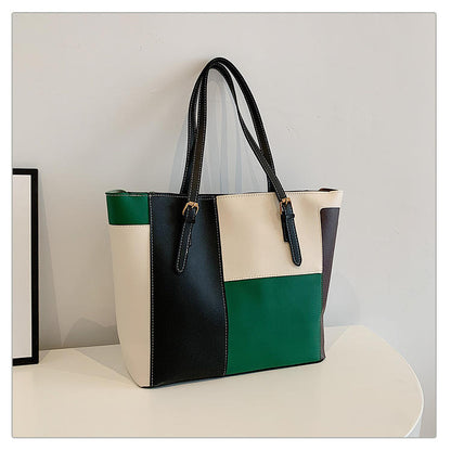 Tri-Color Large Tote Bag for Women – Trendy Daily Style Ah-028