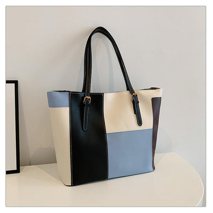 Tri-Color Large Tote Bag for Women – Trendy Daily Style Ah-028