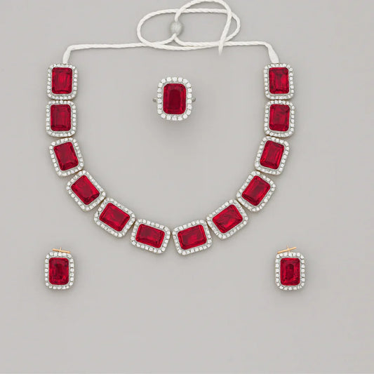 Handcrafted 24K Gold Plated Stone Necklace Set