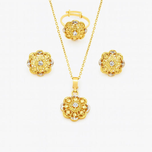 24K Handmade Gold Plated Floral Jewelry Set