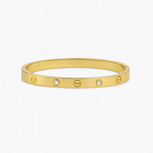 Classic Gold Crystal Bangle Bracelet for Women