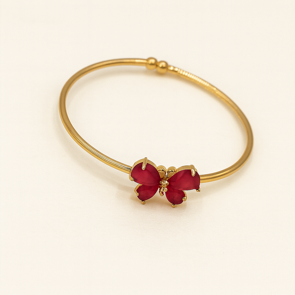 Gold-Plated Red Butterfly Bangle for Women