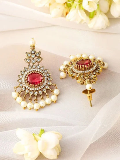 Handcrafted 24k Gold Plated Kundan Pearl Necklace Set